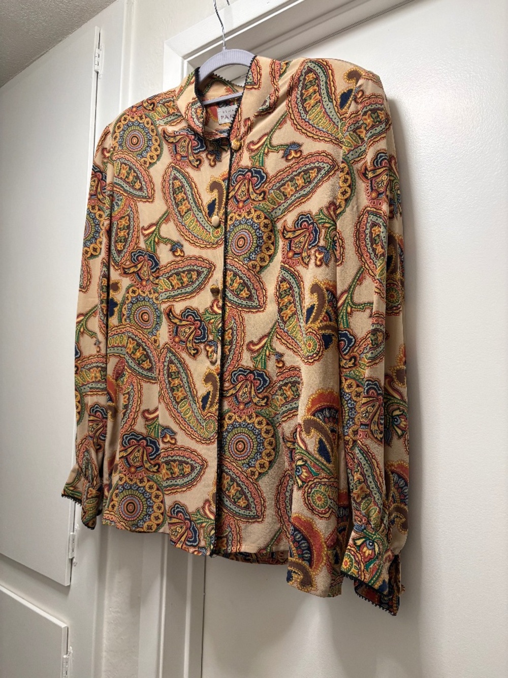 Vintage Adriana Papell silk paisley retro blouse - size 8